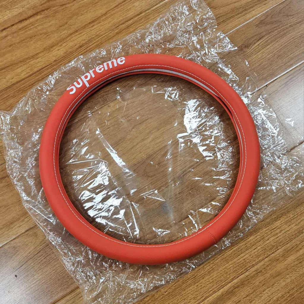 Brand New Universal Supreme Red PVC Leather Steering Wheel Cover 14.5"-15.5" Inches