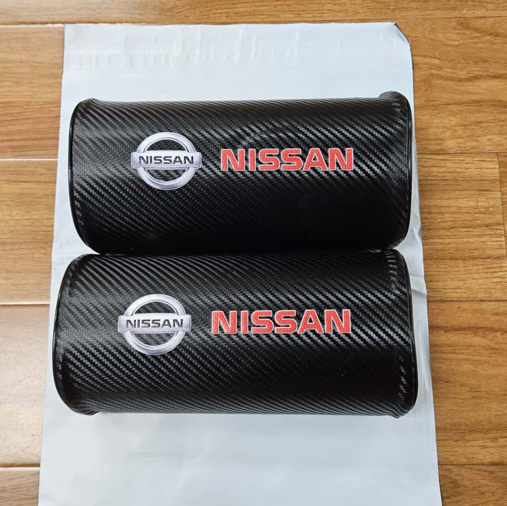 Brand New 2PCS JDM NISSAN Carbon Fiber Car Seat Neck Cushion Pillow Headrest Pad