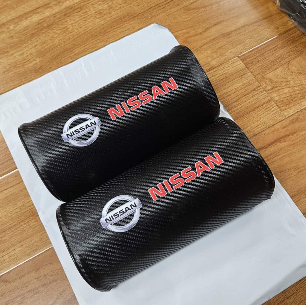 Brand New 2PCS JDM NISSAN Carbon Fiber Car Seat Neck Cushion Pillow Headrest Pad