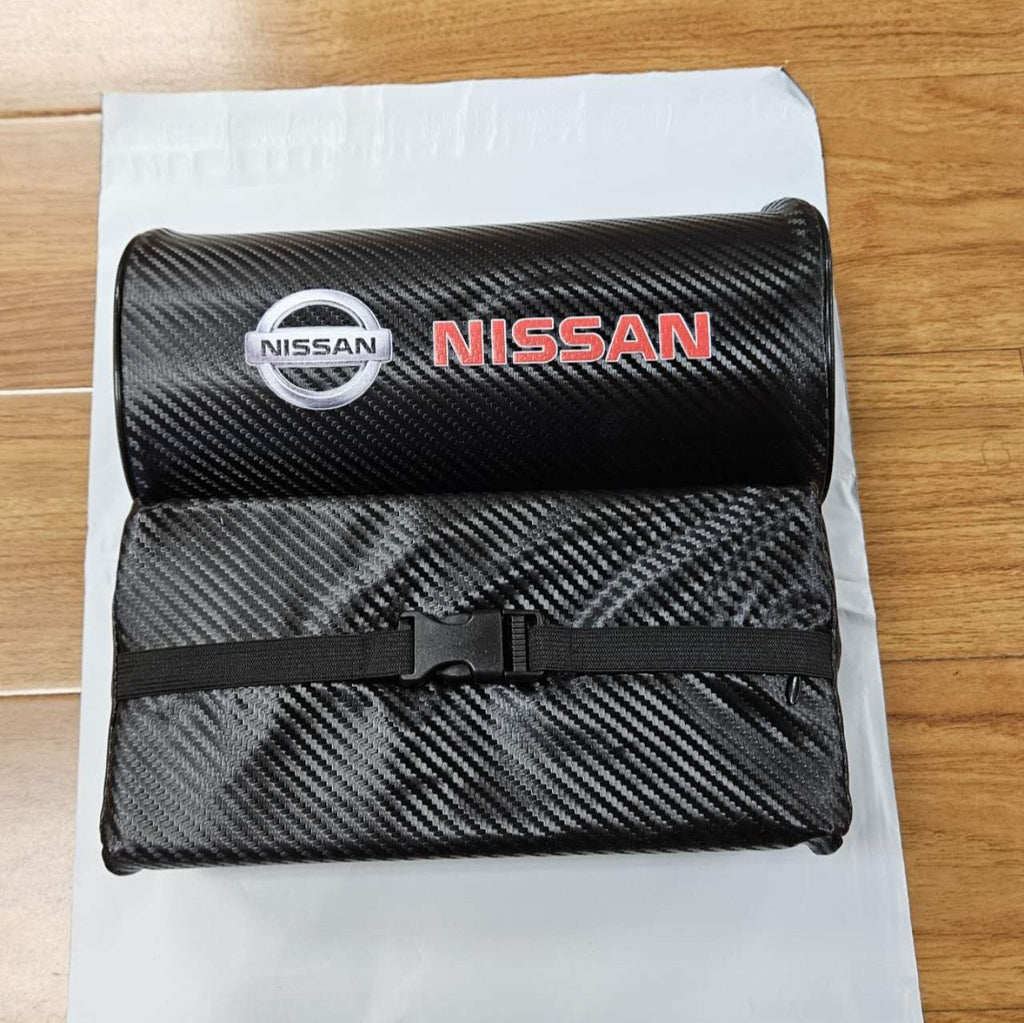 Brand New 2PCS JDM NISSAN Carbon Fiber Car Seat Neck Cushion Pillow Headrest Pad