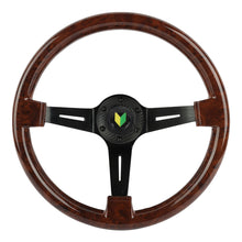 Load image into Gallery viewer, Brand New 350mm 14&quot; Universal JDM Beginner Leaf Deep Dish Dark Wood ABS Racing Steering Wheel Black Spoke