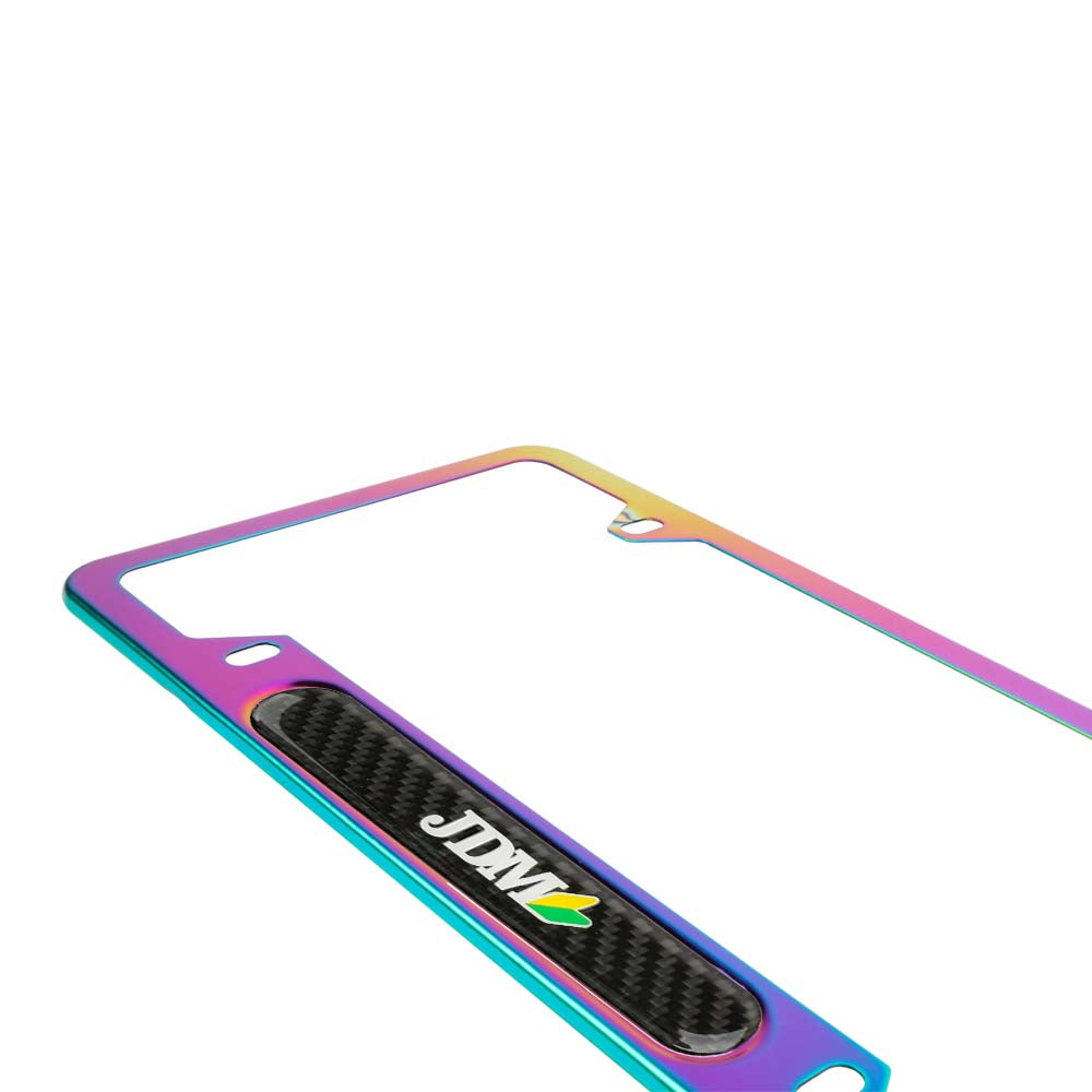 Brand New Universal 1PCS JDM BEGINNER LEAF Neo Chrome Metal License Plate Frame