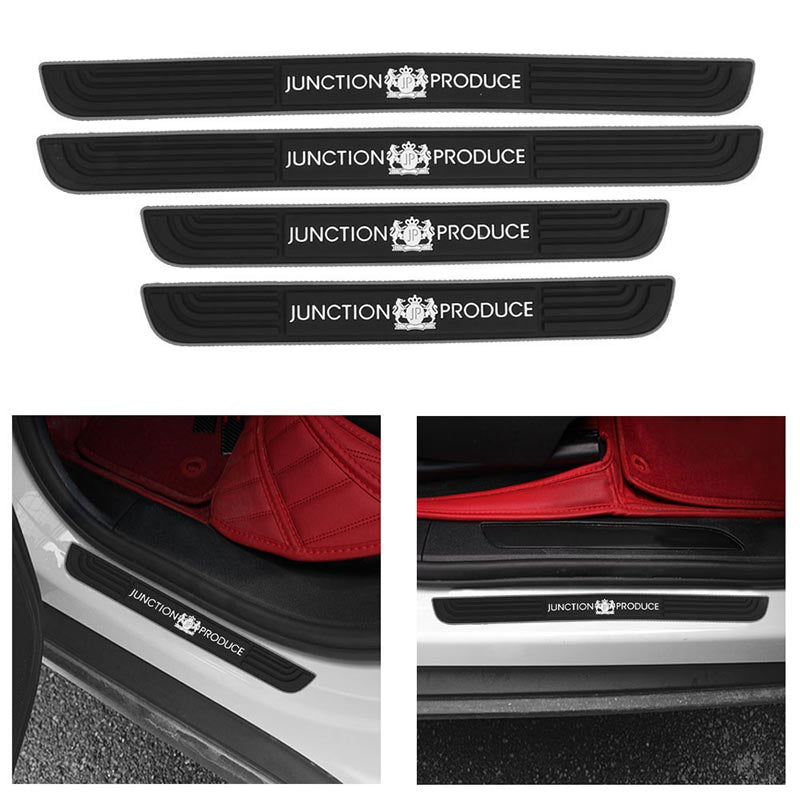 Brand New 4PCS Universal Junction Produce Silver Rubber Car Door Scuff Sill Cover Panel Step Protector