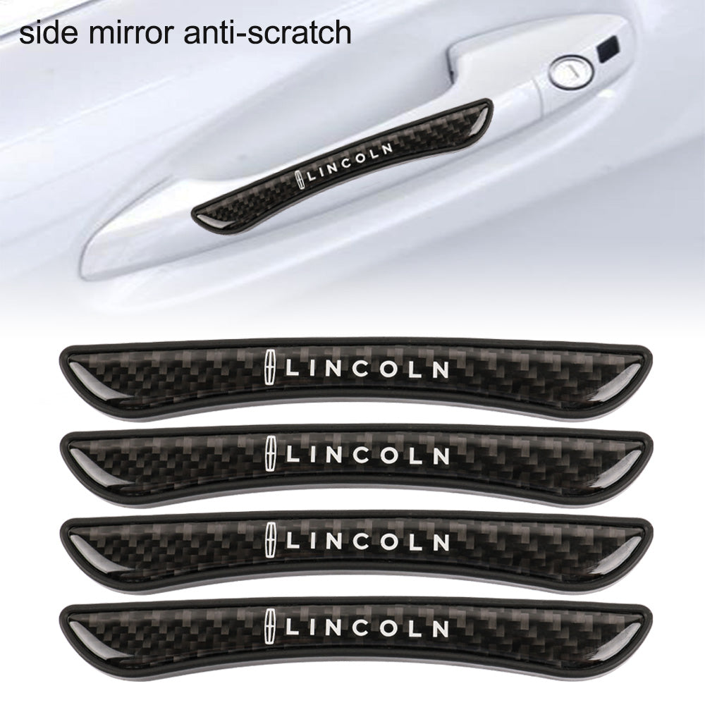 Brand New 4PCS Lincoln Real Carbon Fiber Anti Scratch Badge Car Door Handle Cover Trim