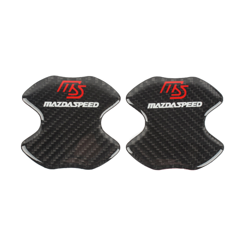 BRAND NEW UNIVERSAL 2PCS MAZDASPEED REAL CARBON FIBER ANTI-SCRATCH DOOR HANDLE PROTECTOR