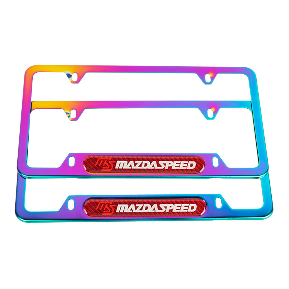 Brand New Universal 2PCS Mazdaspeed Neo Chrome Metal License Plate Frame