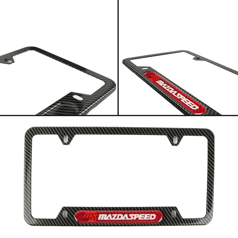 Brand New Universal 1PCS Mazdaspeed Carbon Fiber Look Metal License Plate Frame