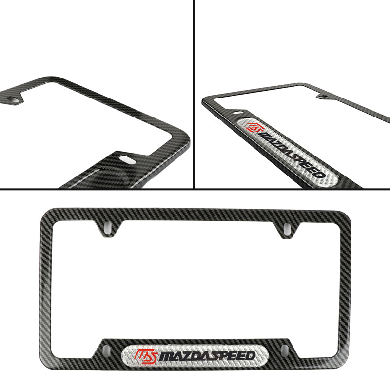 Brand New Universal 1PCS MAZDASPEED Carbon Fiber Look Metal License Plate Frame