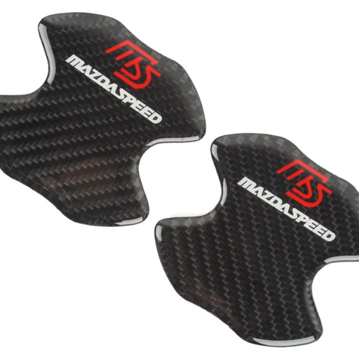 BRAND NEW UNIVERSAL 2PCS MAZDASPEED REAL CARBON FIBER ANTI-SCRATCH DOOR HANDLE PROTECTOR