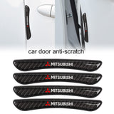 Brand New 4PCS Mitsubishi Real Carbon Fiber Anti Scratch Badge Car Door Handle Cover Trim