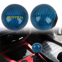 Load image into Gallery viewer, Brand New Universal Momo Car Gear Shift Knob Round Ball Shape Blue Real Carbon Fiber M8 M10 M12