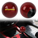 Brand New Universal Momo Car Gear Shift Knob Round Ball Shape Red Real Carbon Fiber M8 M10 M12