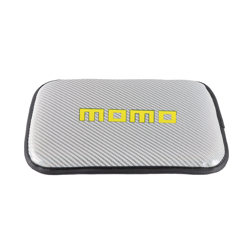 BRAND NEW UNIVERSAL MOMO CARBON FIBER SILVER Car Center Console Armrest Cushion Mat Pad Cover