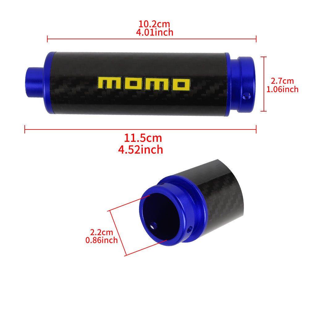 BRAND NEW UNIVERSAL 1PCS MOMO Real Carbon Fiber Car Aluminum Blue Handle Hand Brake Sleeve Protector Fitment Cover