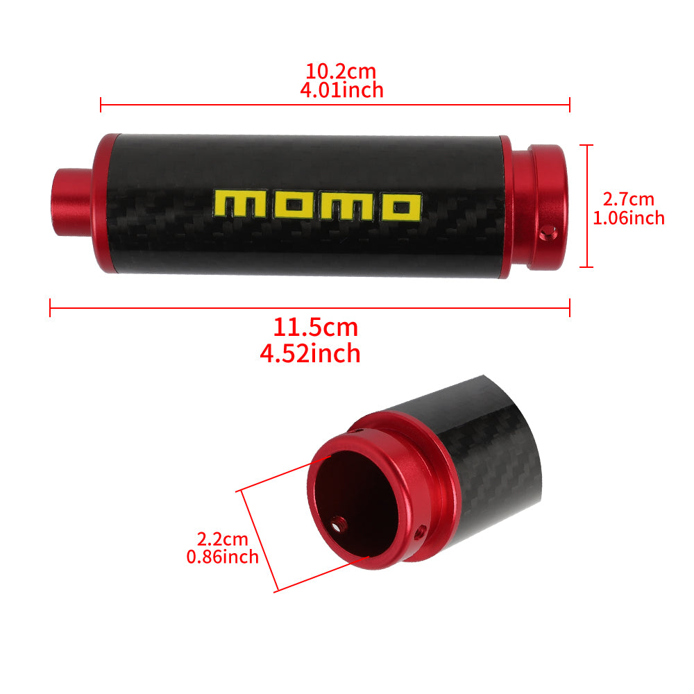 BRAND NEW UNIVERSAL 1PCS MOMO Real Carbon Fiber Car Aluminum Red Handle Hand Brake Sleeve Protector Fitment Cover