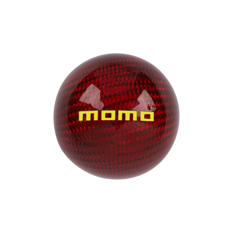 Brand New Universal Momo Car Gear Shift Knob Round Ball Shape Red Real Carbon Fiber M8 M10 M12