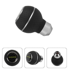 Load image into Gallery viewer, Brand New Universal Leather Momo Silver &amp; Black Ball Manual Car Gear Shift Knob MT Manual Shifter M8 M10 M12