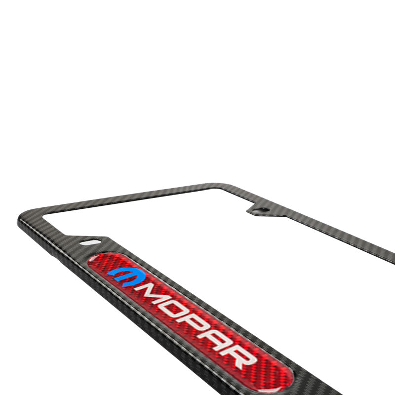 Brand New Universal 2PCS Mopar Carbon Fiber Look Metal License Plate Frame