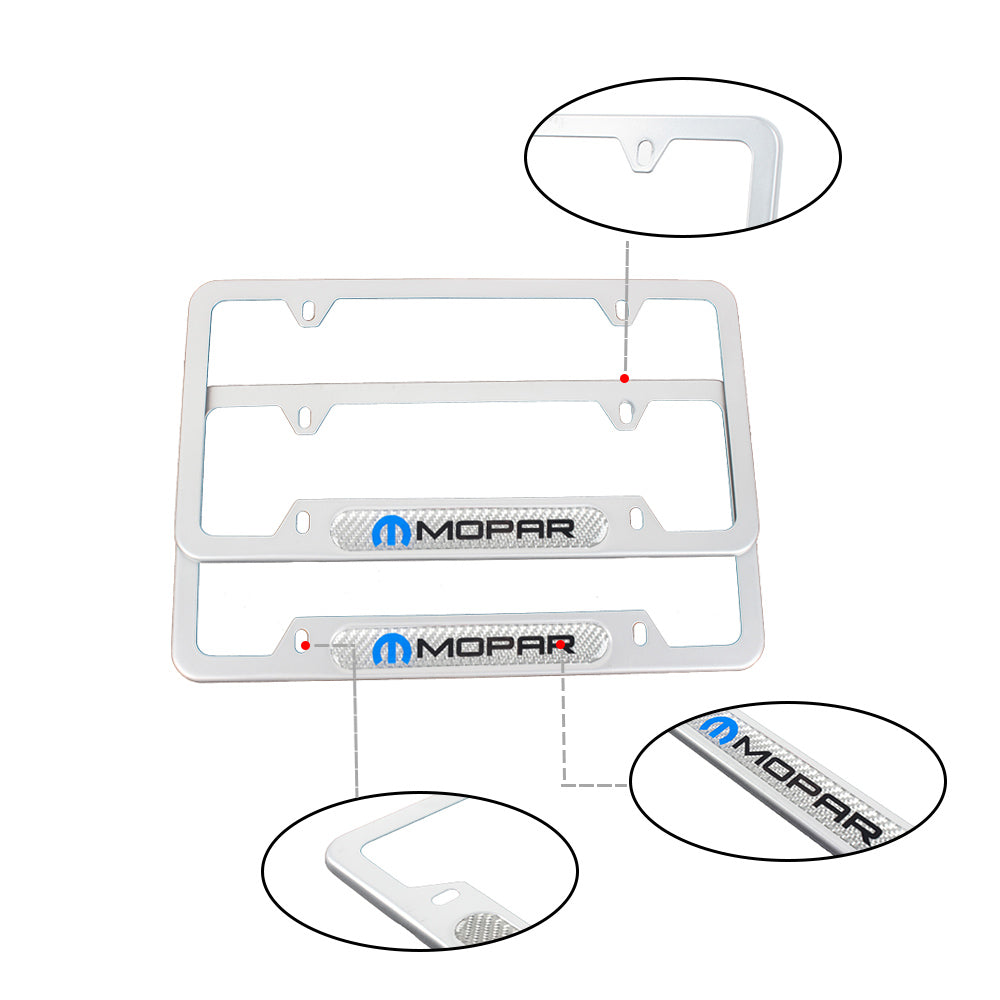 Brand New Universal 1PCS Mopar Silver Metal License Plate Frame