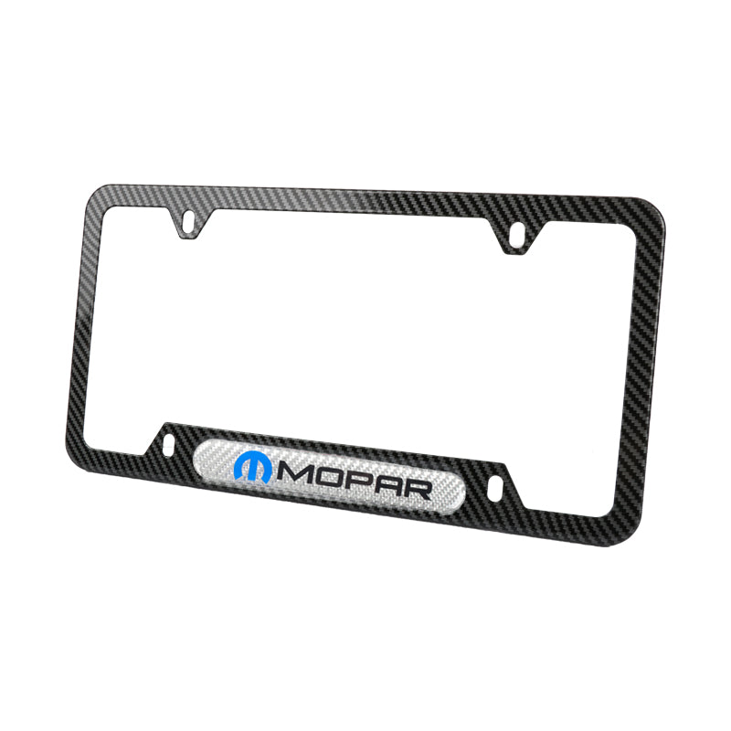 Brand New Universal 2PCS MOPAR Carbon Fiber Look Metal License Plate Frame