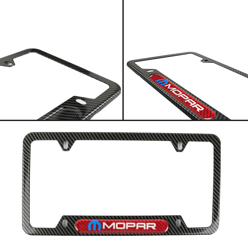 Brand New Universal 1PCS Mopar Carbon Fiber Look Metal License Plate Frame