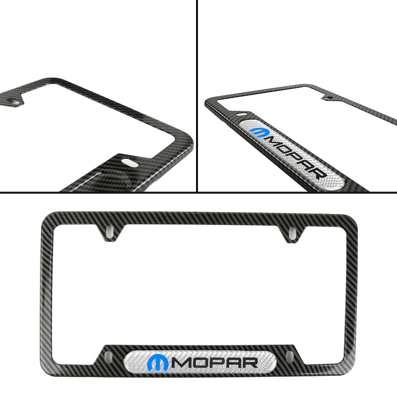 Brand New Universal 1PCS MOPAR Carbon Fiber Look Metal License Plate Frame