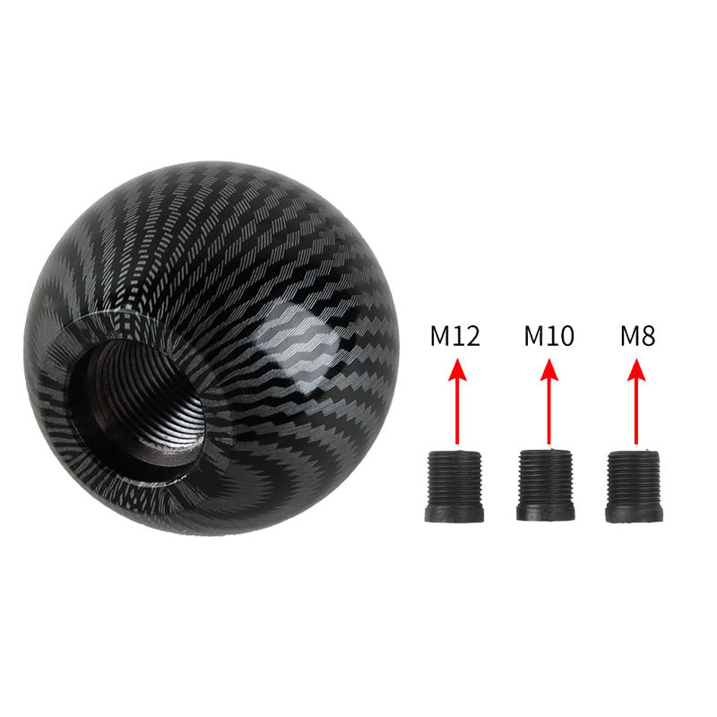 BRAND NEW UNIVERSAL MUGEN JDM Aluminum Carbon Fiber Style Round Ball Manual Gear Stick Shift Knob Universal M8 M10 M12