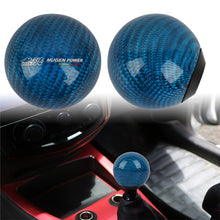 Load image into Gallery viewer, Brand New Universal Mugen Car Gear Shift Knob Round Ball Shape Blue Real Carbon Fiber M8 M10 M12