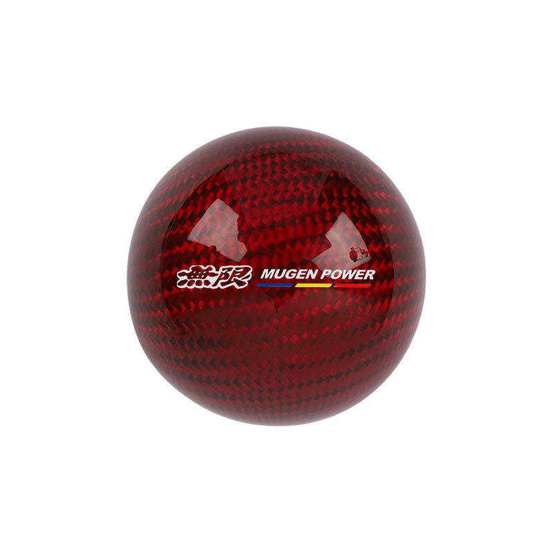 Brand New Universal Mugen Car Gear Shift Knob Round Ball Shape Red Real Carbon Fiber M8 M10 M12