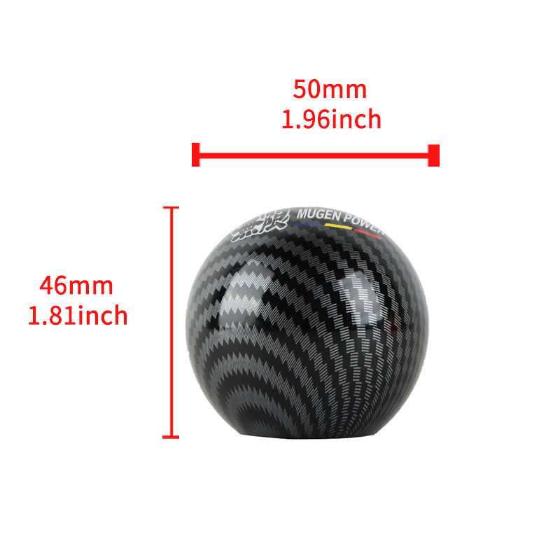 BRAND NEW UNIVERSAL MUGEN JDM Aluminum Carbon Fiber Style Round Ball Manual Gear Stick Shift Knob Universal M8 M10 M12