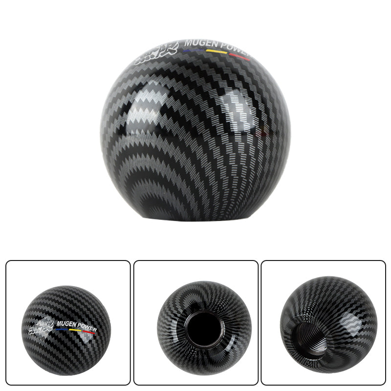 BRAND NEW UNIVERSAL MUGEN JDM Aluminum Carbon Fiber Style Round Ball Manual Gear Stick Shift Knob Universal M8 M10 M12