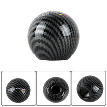 Load image into Gallery viewer, BRAND NEW UNIVERSAL MUGEN JDM Aluminum Carbon Fiber Style Round Ball Manual Gear Stick Shift Knob Universal M8 M10 M12