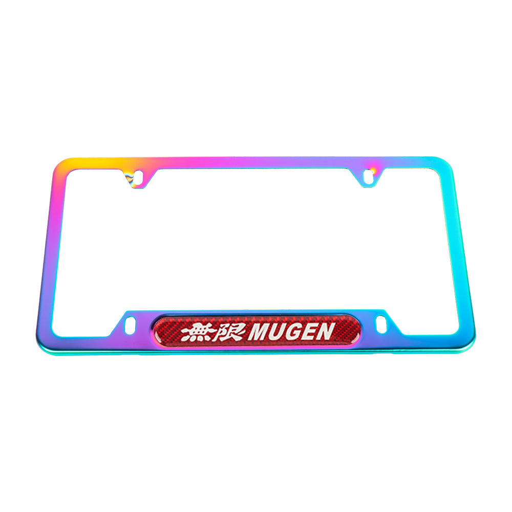 Brand New Universal 2PCS Mugen Neo Chrome Metal License Plate Frame