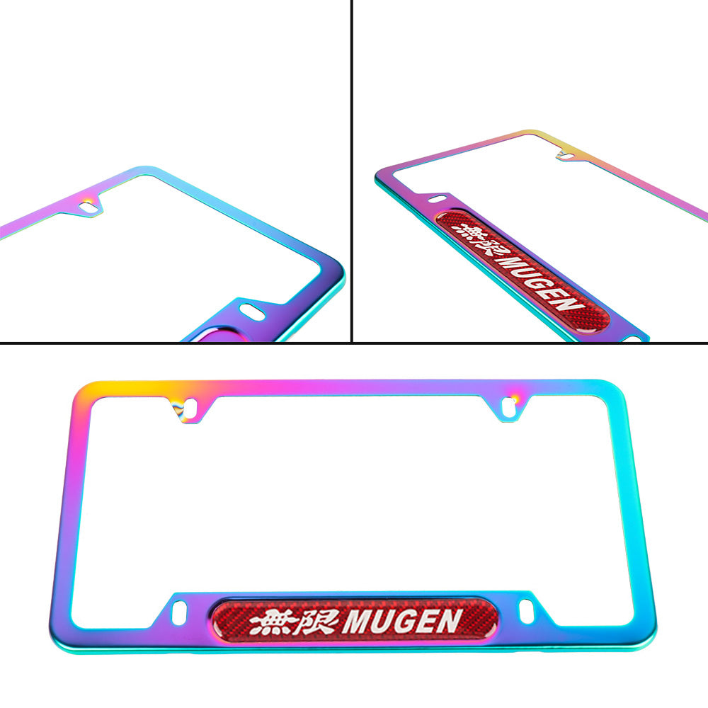 Brand New Universal 1PCS Mugen Neo Chrome Metal License Plate Frame