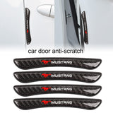 Brand New 4PCS Mustang Real Carbon Fiber Anti Scratch Badge Car Door Handle Cover Trim