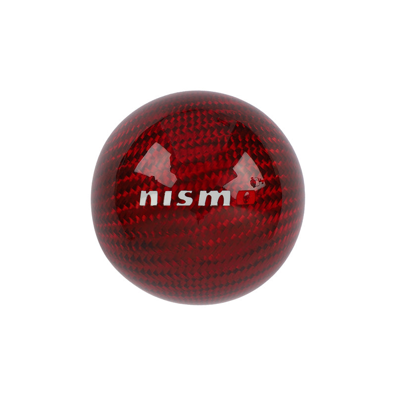 Brand New Universal Nismo Car Gear Shift Knob Round Ball Shape Red Real Carbon Fiber M8 M10 M12