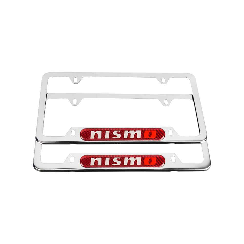 Brand New Universal 2PCS NISMO Chrome Metal License Plate Frame