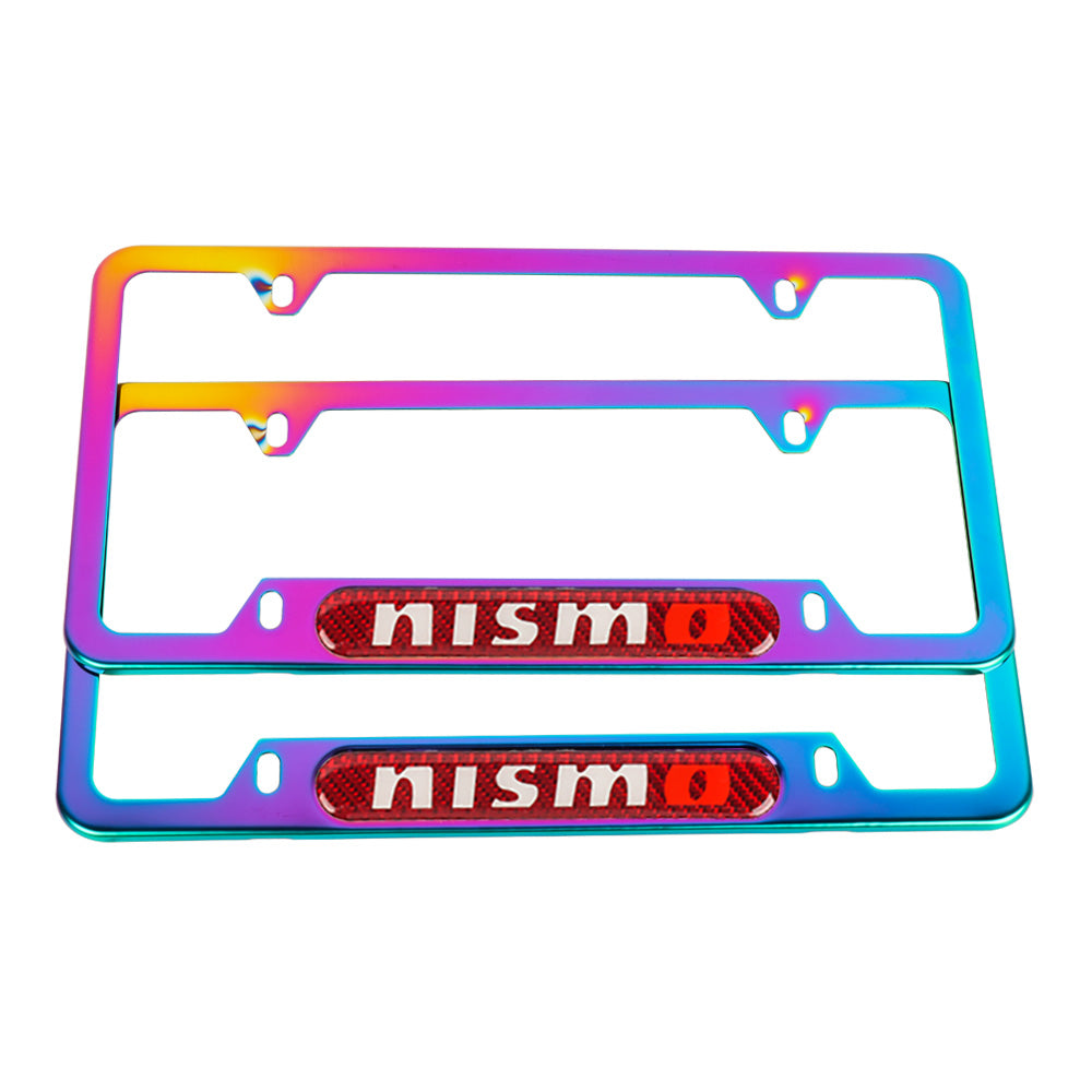 Brand New Universal 2PCS Nismo Neo Chrome Metal License Plate Frame