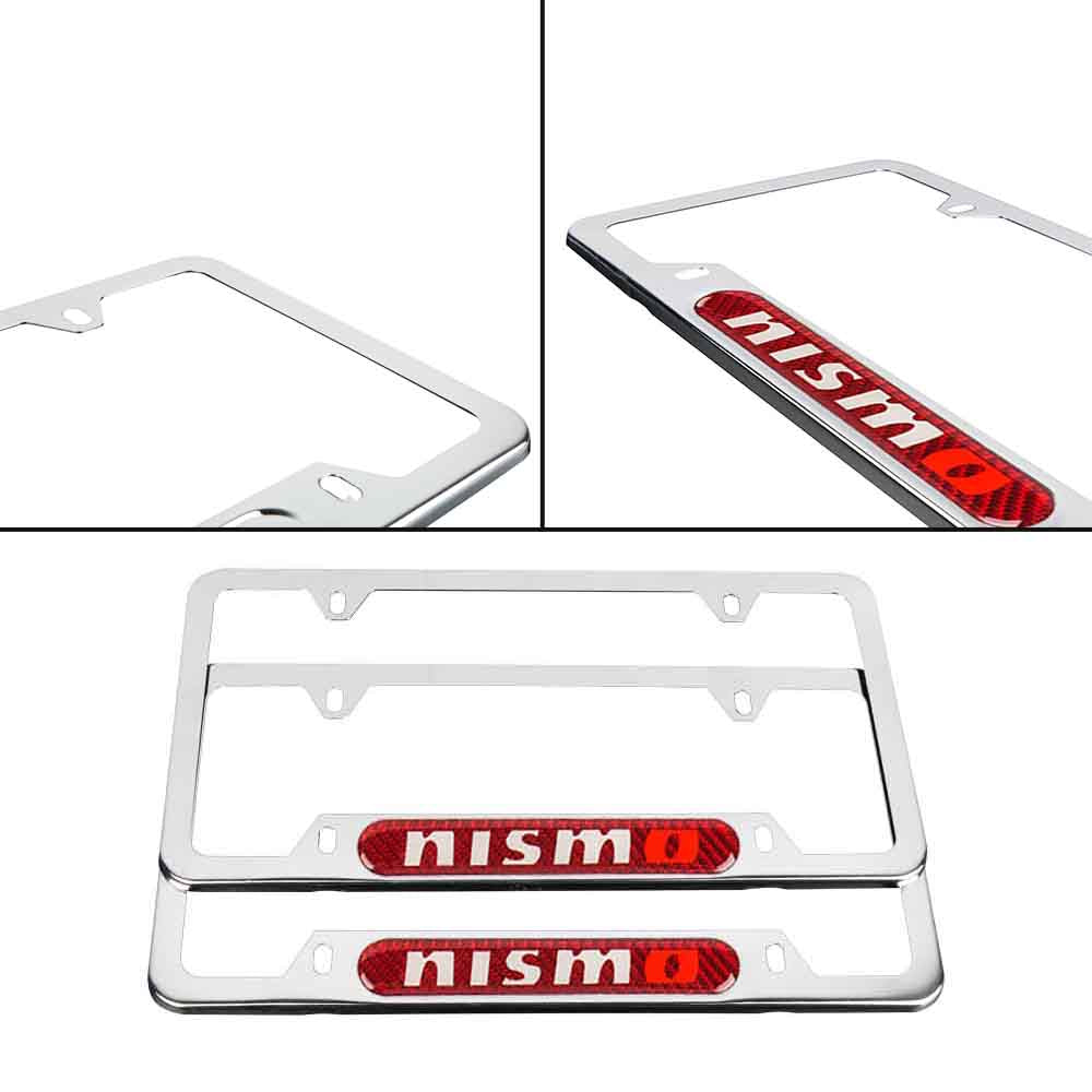 Brand New Universal 2PCS NISMO Chrome Metal License Plate Frame