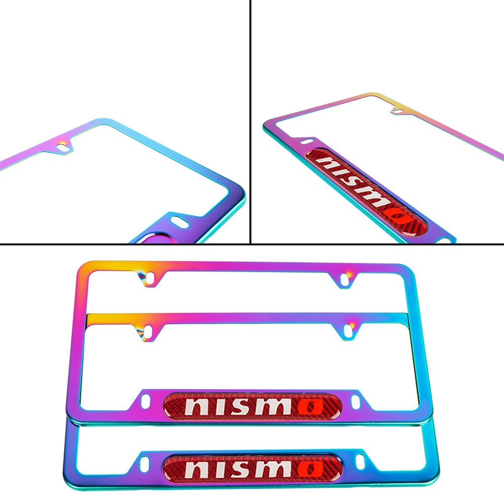 Brand New Universal 2PCS Nismo Neo Chrome Metal License Plate Frame