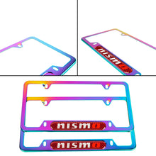 Load image into Gallery viewer, Brand New Universal 2PCS Nismo Neo Chrome Metal License Plate Frame