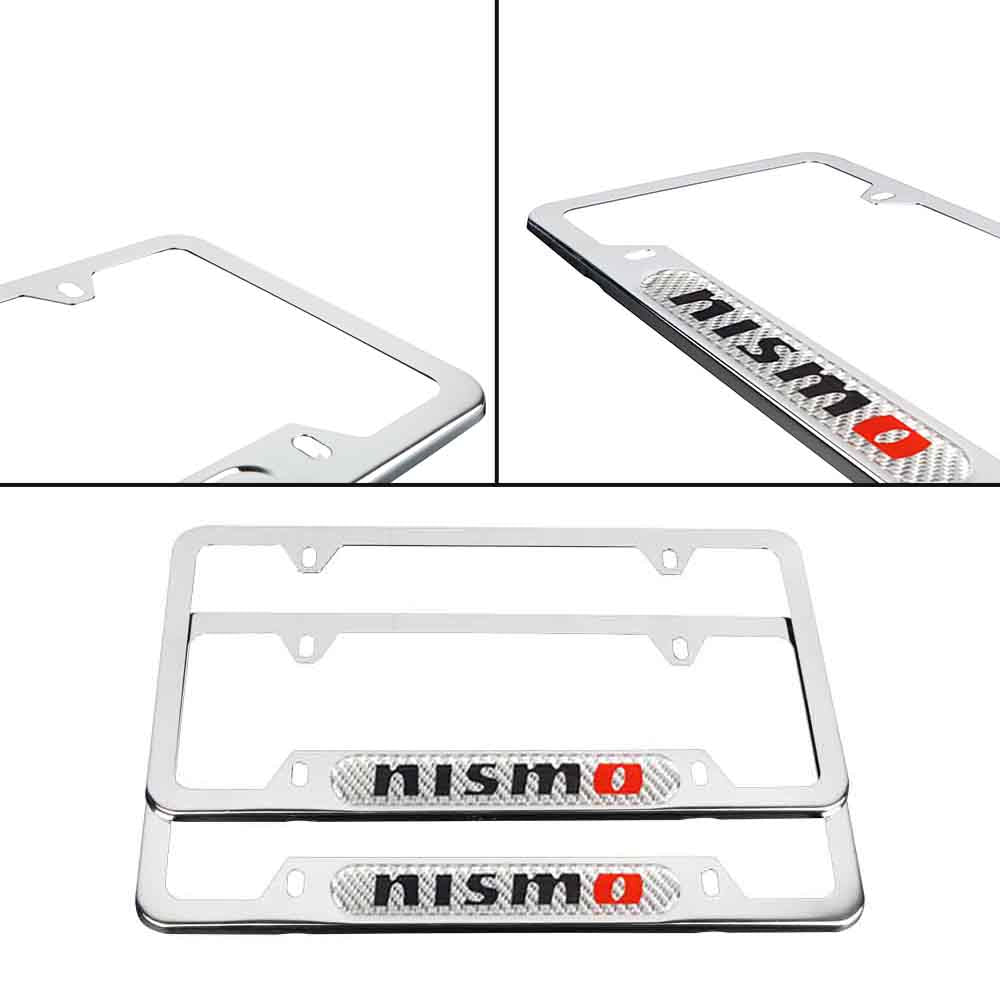 Brand New Universal 2PCS Nismo Chrome Metal License Plate Frame