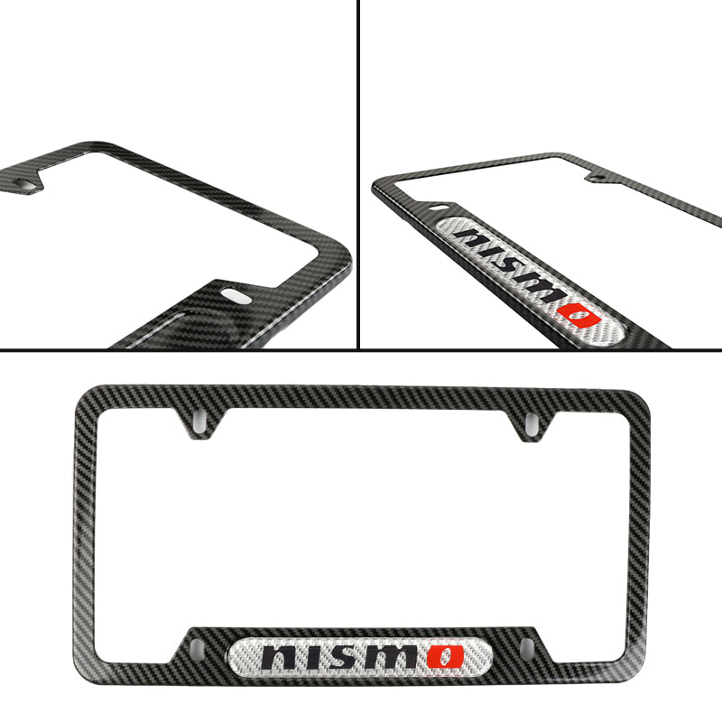 Brand New Universal 1PCS Nismo Carbon Fiber Look Metal License Plate Frame