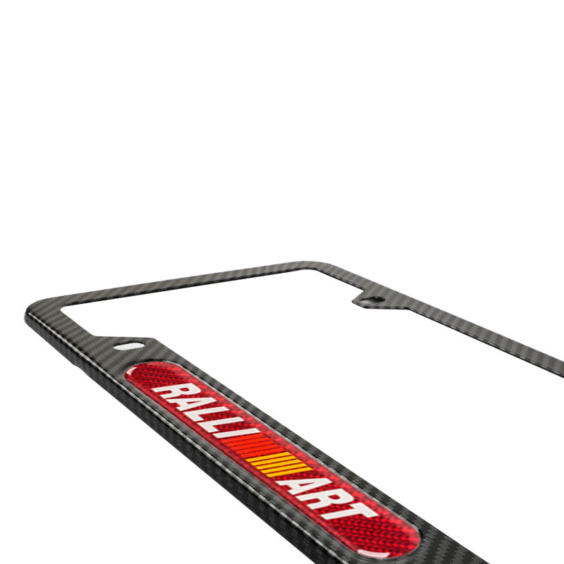 Brand New Universal 2PCS Ralliart Carbon Fiber Look Metal License Plate Frame