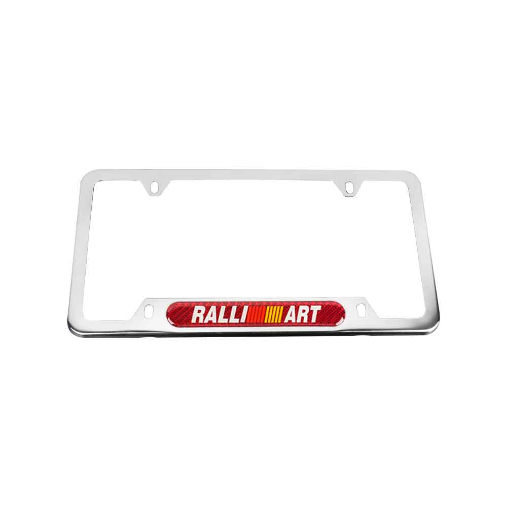 Brand New Universal 2PCS RALLIART Chrome Metal License Plate Frame