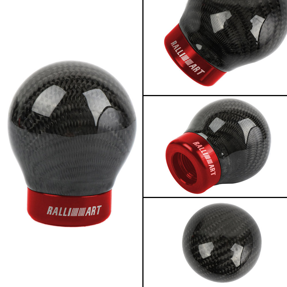 Brand New Ralliart Universal Real Carbon Fiber Round Ball Manual Car Racing Gear Shift Knob Shifter M12 M10 M8