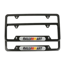 Load image into Gallery viewer, Brand New Universal 2PCS Ralliart Carbon Fiber Look Metal License Plate Frame