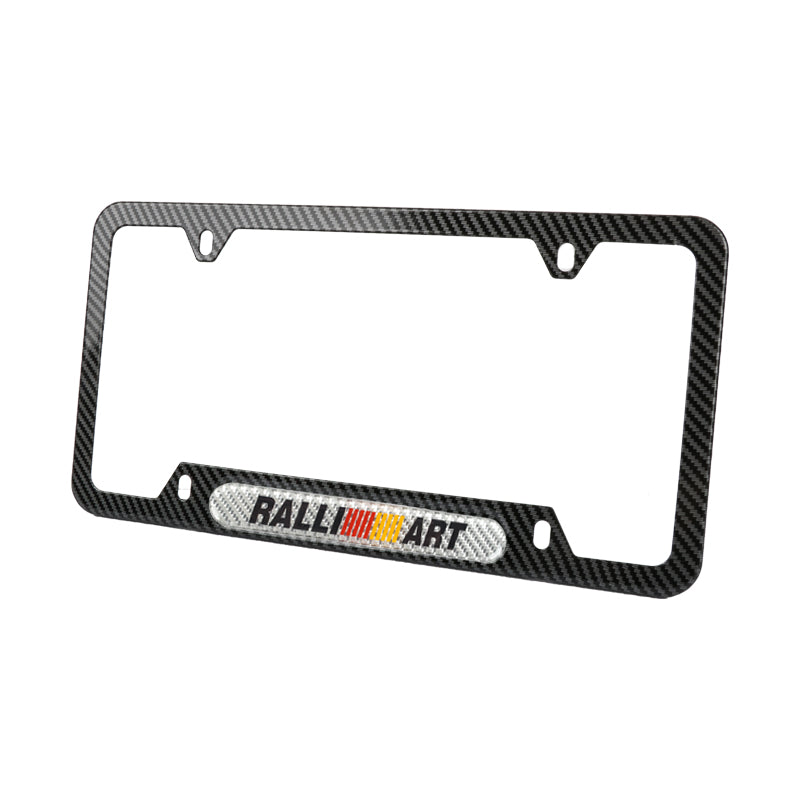 Brand New Universal 2PCS Ralliart Carbon Fiber Look Metal License Plate Frame