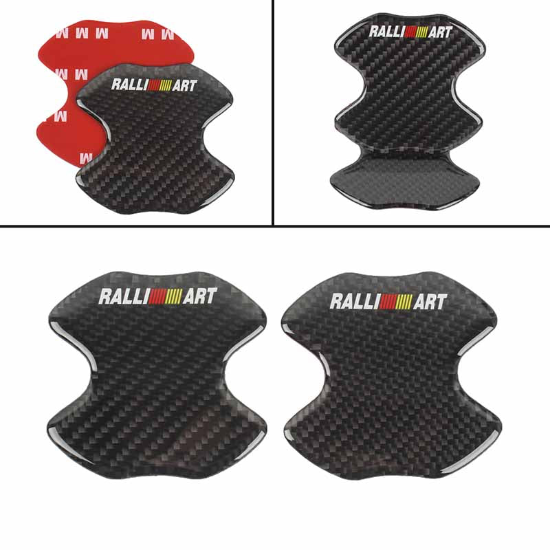 BRAND NEW UNIVERSAL 2PCS RALLIART REAL CARBON FIBER ANTI-SCRATCH DOOR HANDLE PROTECTOR