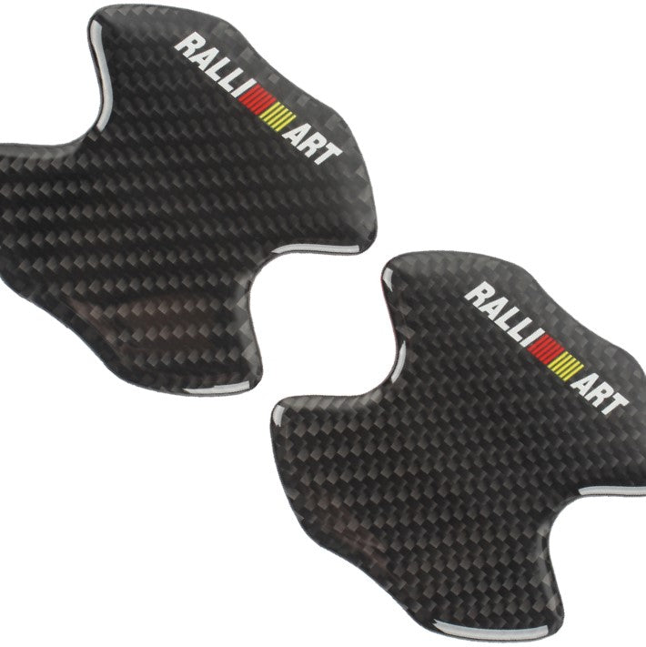 BRAND NEW UNIVERSAL 2PCS RALLIART REAL CARBON FIBER ANTI-SCRATCH DOOR HANDLE PROTECTOR